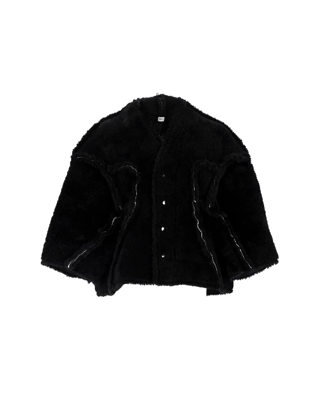 Affordable Fashion Clothing For Women Rick Owens Legaspi Cropped Jacket in Black Shearling Affordable Fashion Clothing For Women Rick Owens Legaspi Cropped Jacket in Black Shearling
