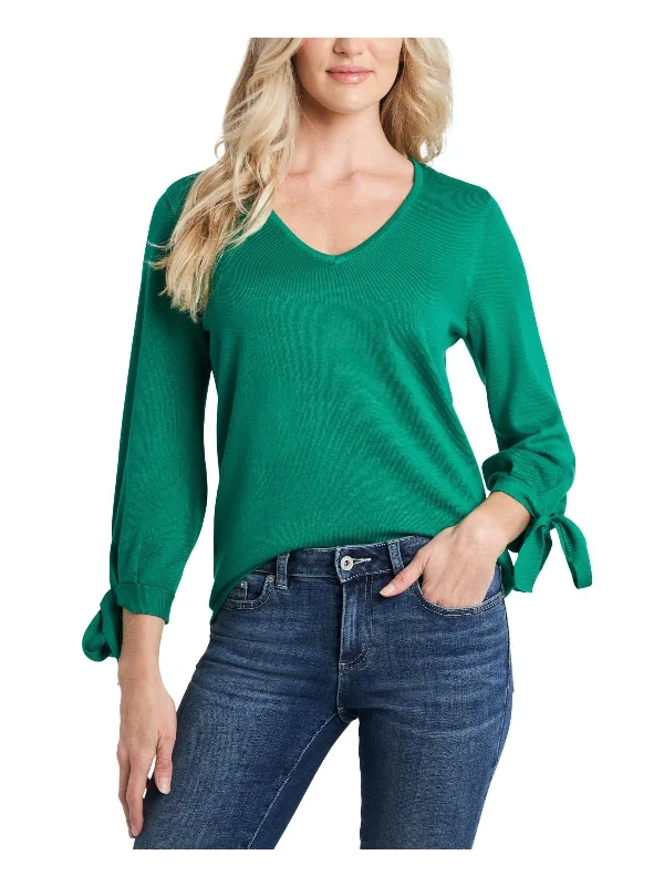 Women's Trendy Outfit Womens Knit Tie Sleeve V-Neck Sweater