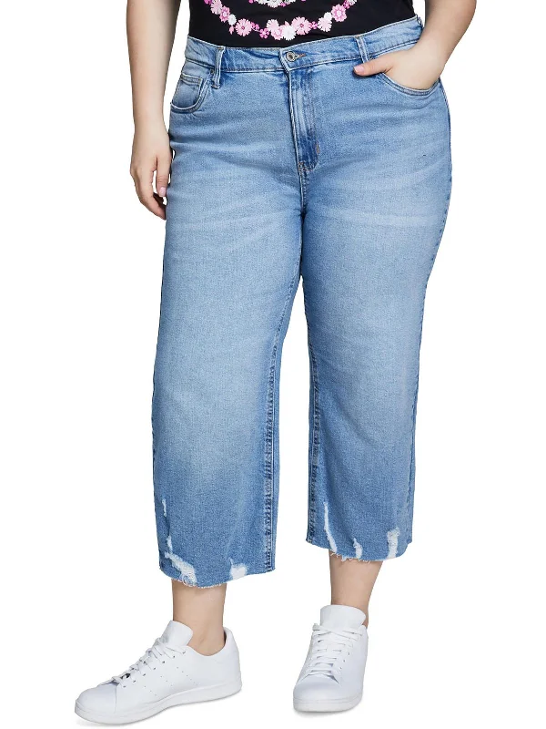 Fashionable Casual Tops Plus The Darling Womens High Rise Wide Leg Cropped Jeans