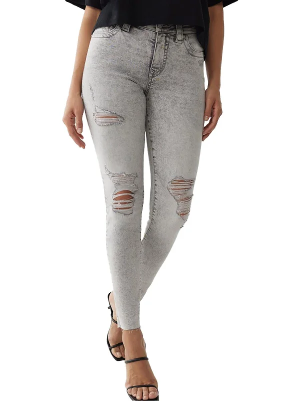 Charming Women's Garments Jennie Curvy Womens Mid-Rise Destroyed Skinny Jeans