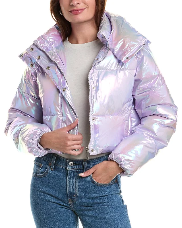 Women's Travel Outfit Set Unreal Fur Fractals Puffer Jacket