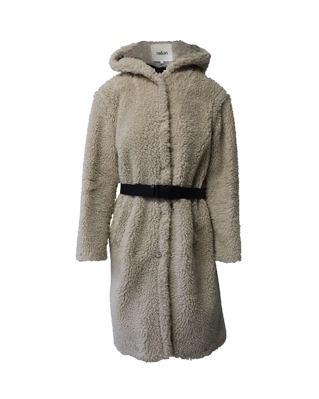 Elegant Women's Clothing Ba&sh Filip Teddy Coat in Ecru Polyester