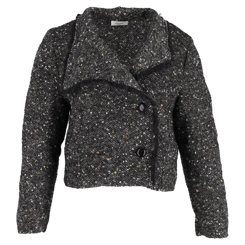 Trendy Women's Dresses Online Isabel Marant Etoile Edith Tweed Jacket in Black Wool