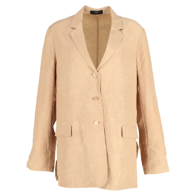 Women's Transitional Outfit Joseph Jace Crinkled Matte-Satin Blazer in Camel Acetate