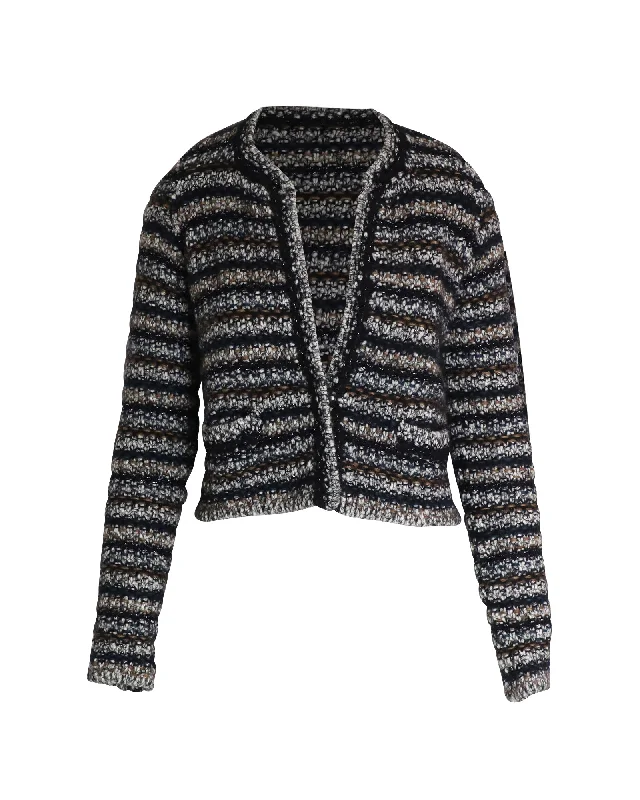 Women's Fashion Clothing Isabel Marant Striped Plunge Neckline Sweater in Multicolor Wool Women's Fashion Clothing Isabel Marant Striped Plunge Neckline Sweater in Multicolor Wool