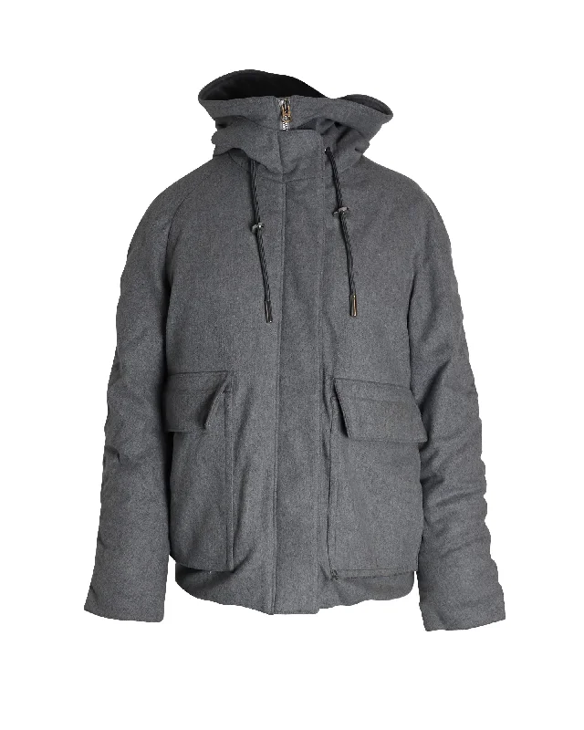 Casual Women's Clothing Acne Studios Asa Puffed Hooded Winter Jacket in Grey Wool
