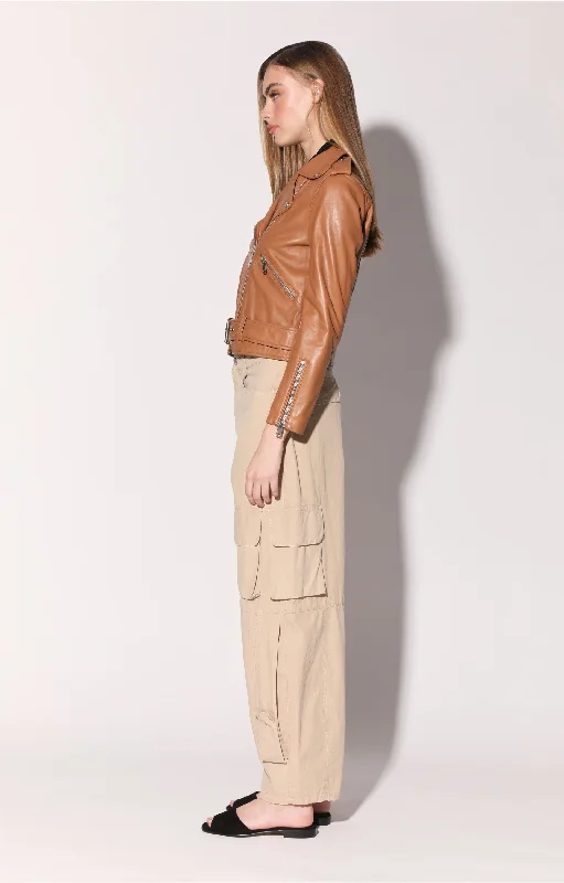 Luxury Women's Clothes Allison Jacket, Camel - Leather
