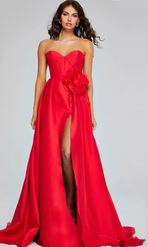 Women's Outdoor Attire Jovani 40826 - Floral Accent Sweetheart Evening Gown