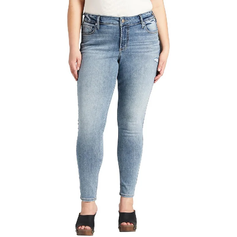 Women's Evening Clothes Elyse Womens Mid-Rise Distressed Skinny Jeans