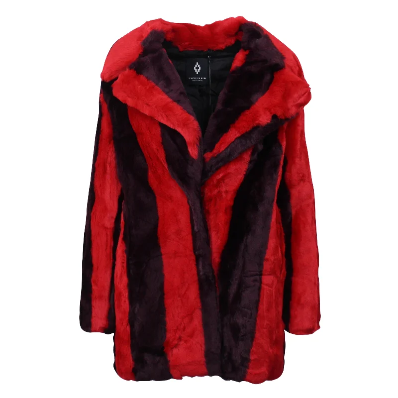 End Of Season Sale Clothing Red/Purple STRIPES FAKE FUR JACKET