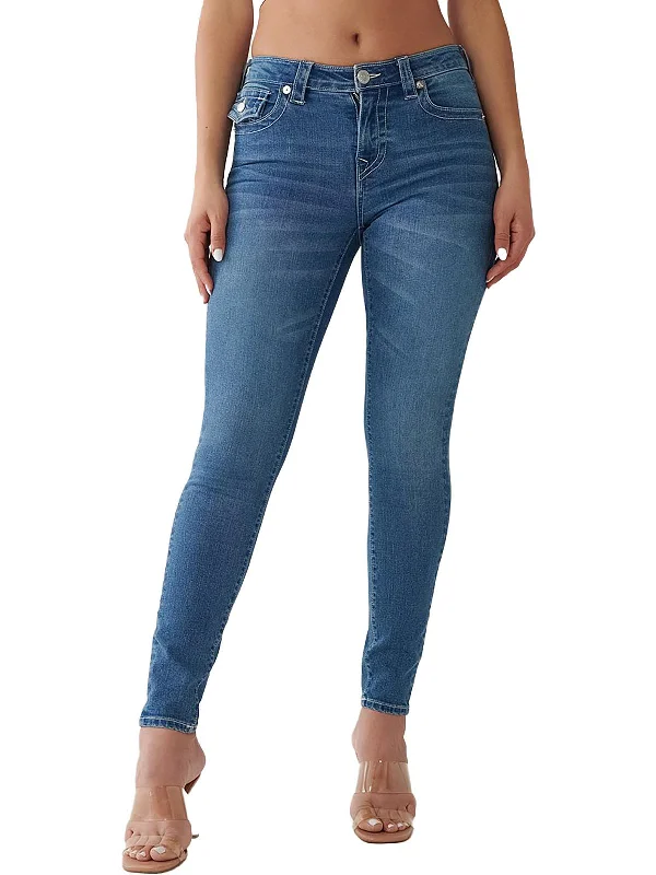 Women's Travel Garments Jennie Curvy Womens Mid-Rise Medium Wash Skinny Jeans