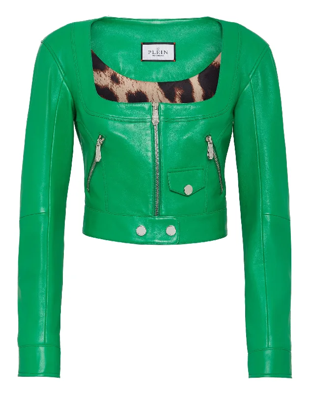Holiday Discount Vintage Leather Cropped Jacket