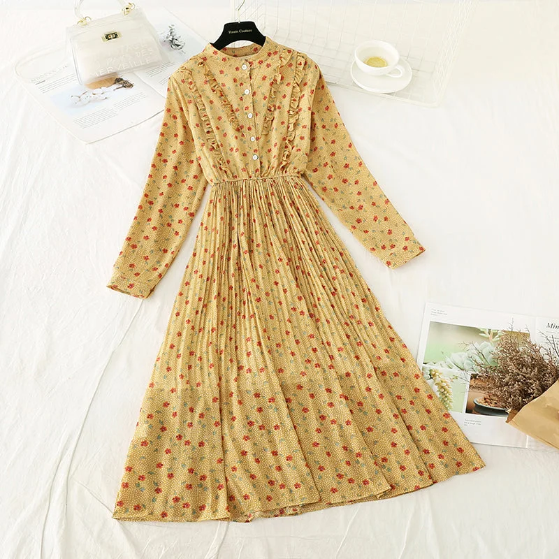 Seasonal Women's Fashion Trends French Floral Chiffon pleated long skirt fairy super fairy series 3926 Seasonal Women's Fashion Trends French Floral Chiffon pleated long skirt fairy super fairy series 3926