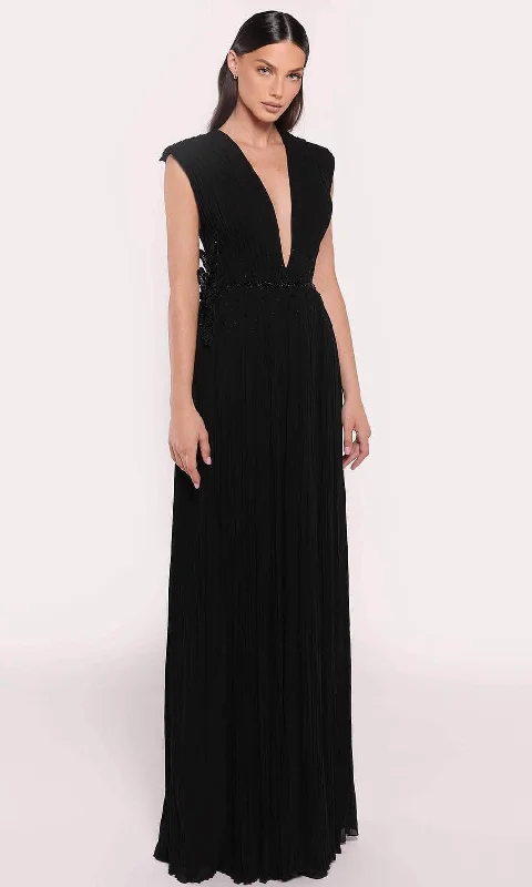 Stylish Women's Attire Tarik Ediz 98852 - Plunging Floral Applique Gown