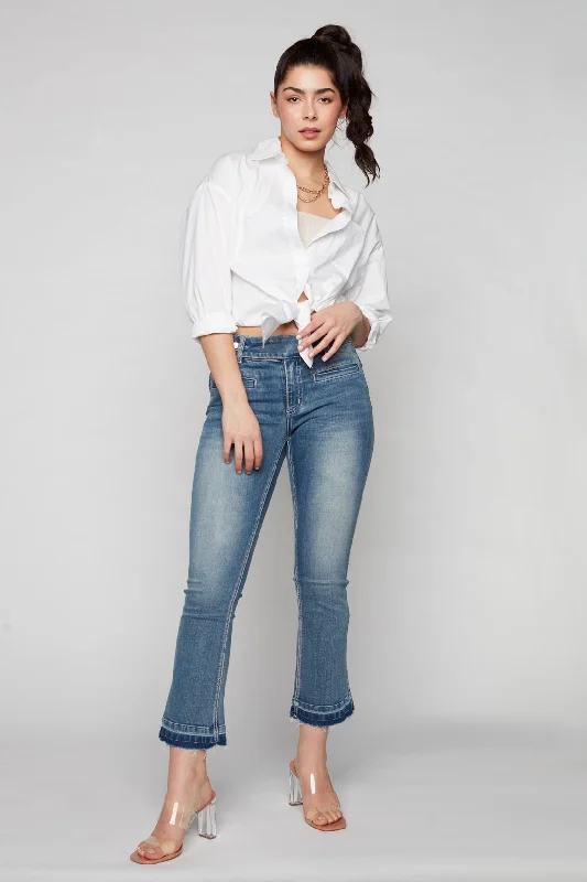 Women's Chic Outerwear Garments MIMI - Cropped Slim Flare Jean - Vintage Light Blue Wash Women's Chic Outerwear Garments MIMI - Cropped Slim Flare Jean - Vintage Light Blue Wash