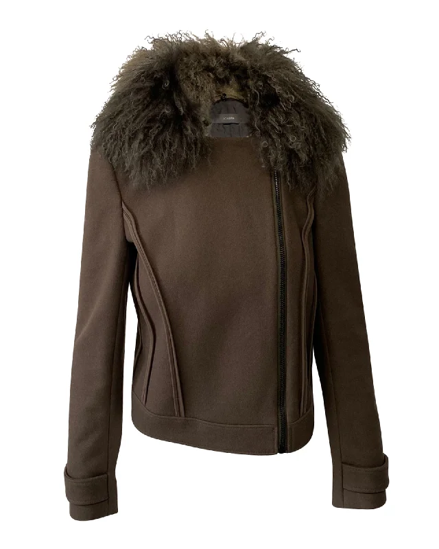 Exclusive Discount Joseph Khaki Jacket with Fur Collar