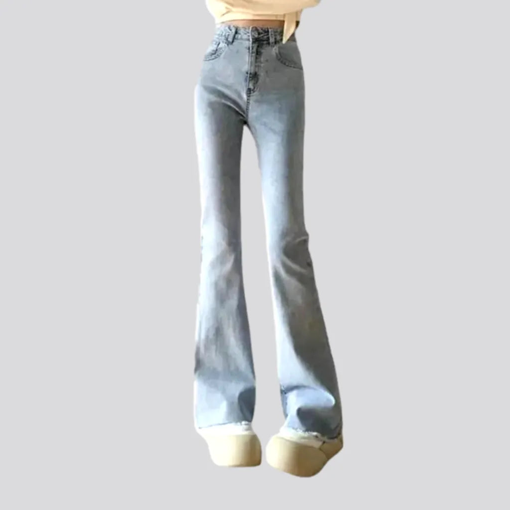 Women Clothes Sanded frayed-hem jeans for ladies