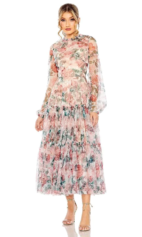 Women's Vacation Outfit Mac Duggal 11405 - Floral Print Short Dress