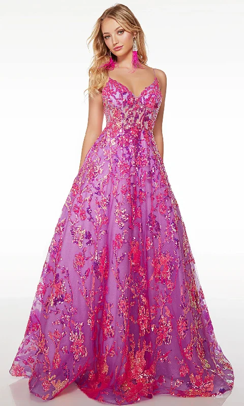 Women's Formal Event Attire Alyce Paris 61516 - Floral Open Back Ballgown