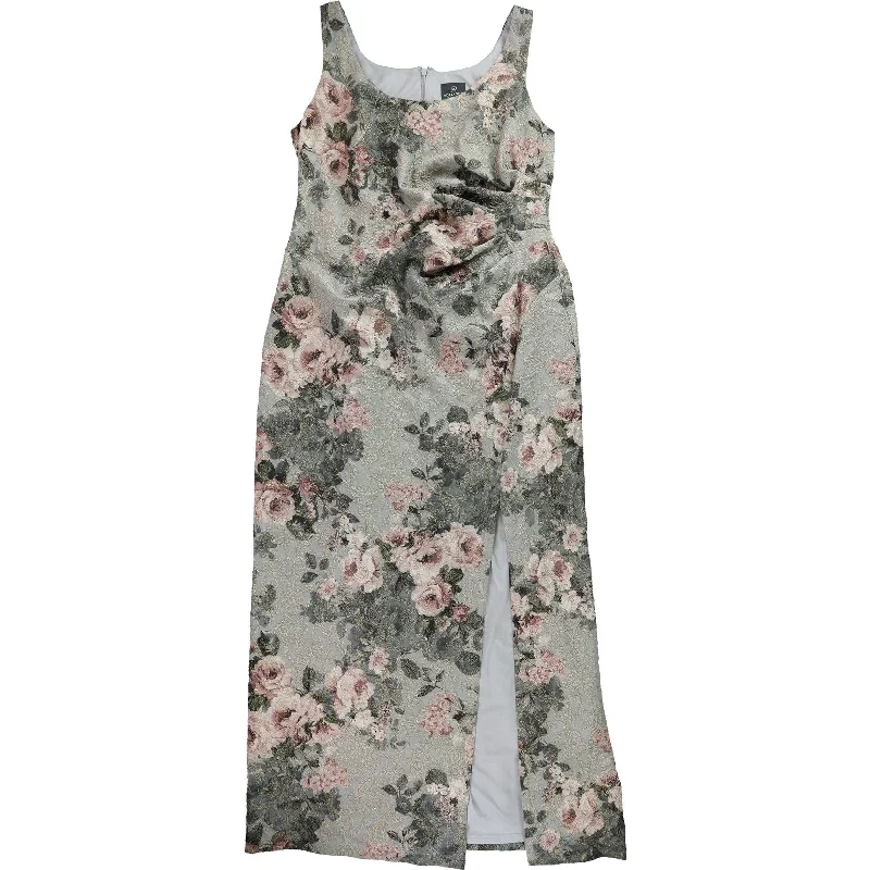 Charming Women's Outfit For Special Occasions Adrianna Papell Womens Floral Ruched Gown Dress, Green, 16W Charming Women's Outfit For Special Occasions Adrianna Papell Womens Floral Ruched Gown Dress, Green, 16W