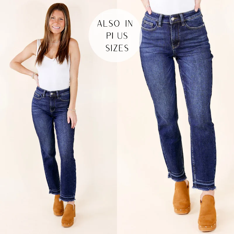Affordable Women's Attire Last Chance Size 0 | Judy Blue | Spontaneous Success Released Hem Slim Fit Jeans in Dark Wash Affordable Women's Attire Last Chance Size 0 | Judy Blue | Spontaneous Success Released Hem Slim Fit Jeans in Dark Wash