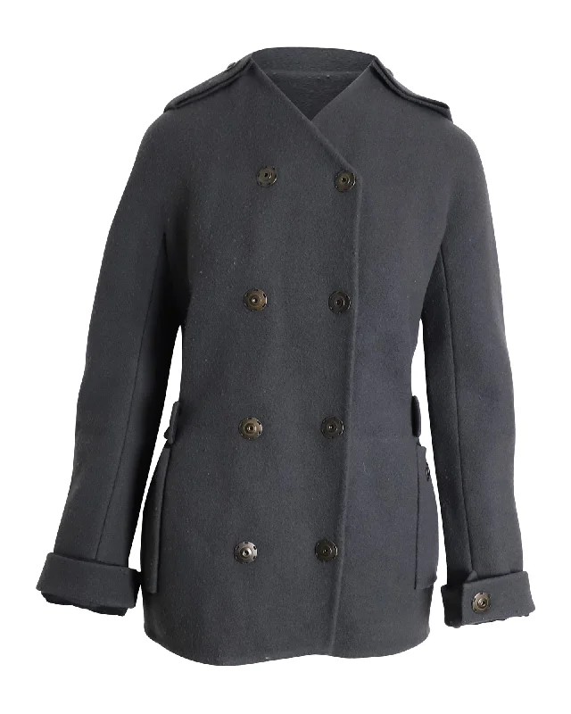 Comfortable Women's Outfits Lanvin Double-Breasted Coat in Grey Wool