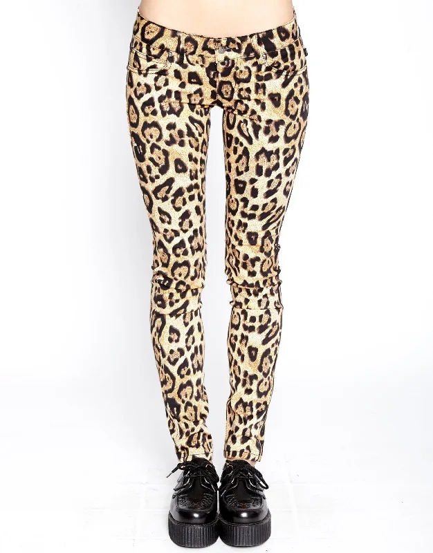 Elegant Women's Clothing Online T Back Jeans Leopard Print