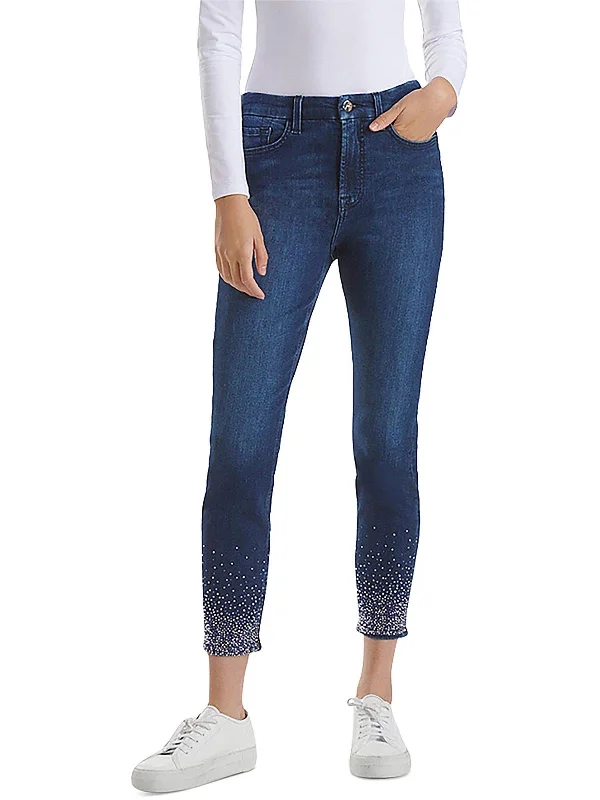 Women's Chic Apparel Womens High Rise Embellsihed Skinny Jeans