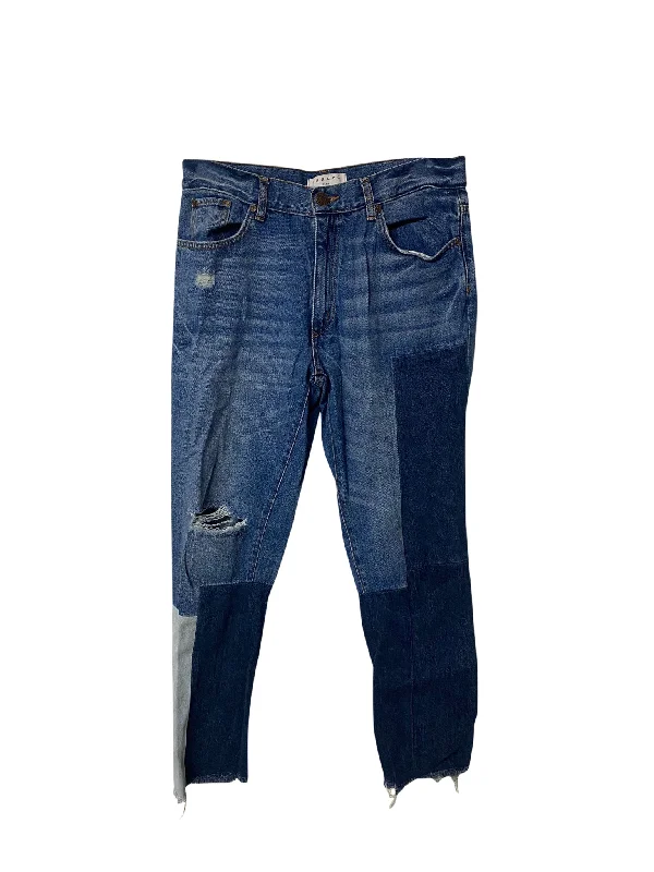 Affordable Women's Clothing Sandro Distressed Patchwork Jeans in Blue Cotton
