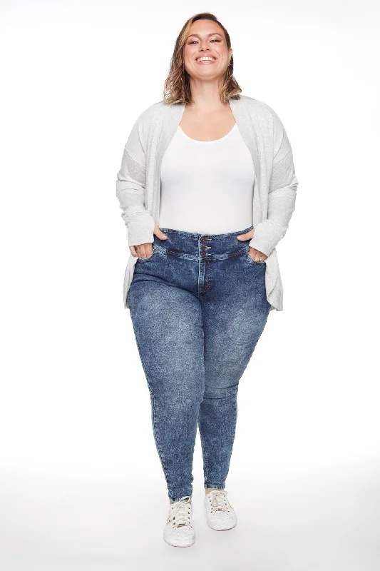 Plus-Size Women's Garments MIA - High Rise Skinny PLUS - Dark Blue Acid Wash