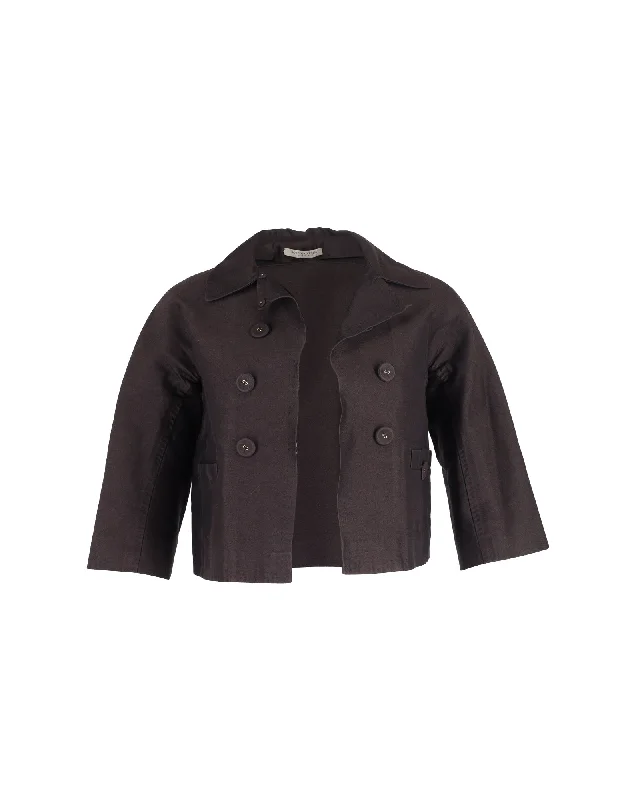 Women Fashion Bottega Veneta Cropped Bolero Jacket in Brown Cotton