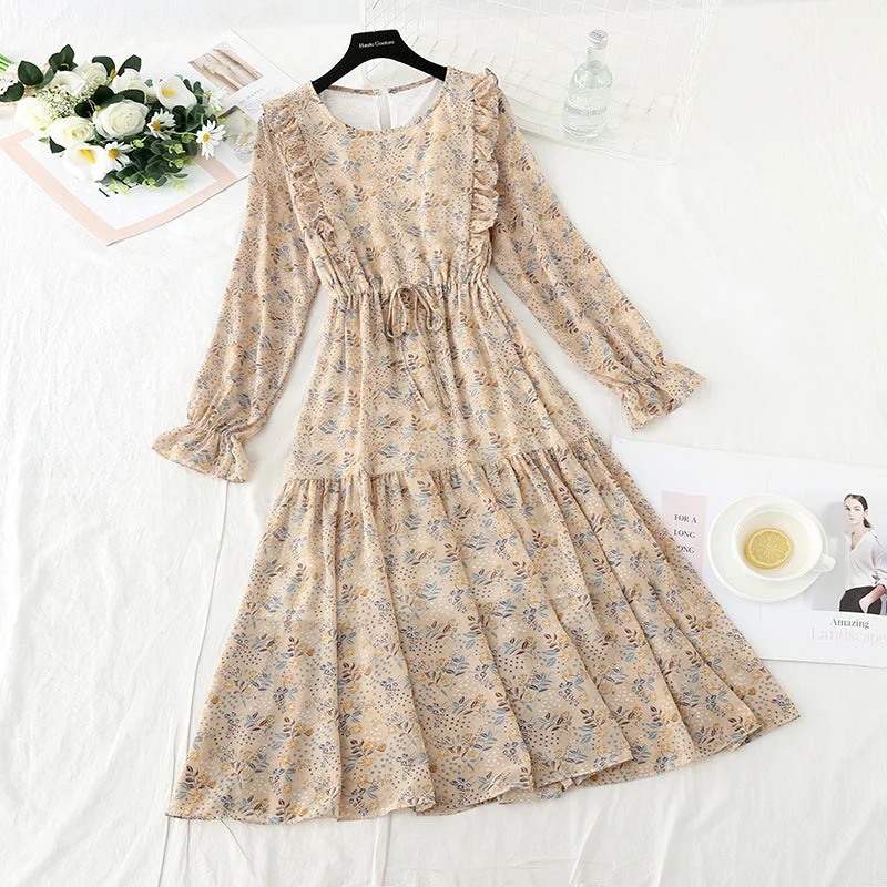 Affordable Fashion for Women Chiffon waistband slim round neck fungus super xiansen floral skirt 3932 Affordable Fashion for Women Chiffon waistband slim round neck fungus super xiansen floral skirt 3932