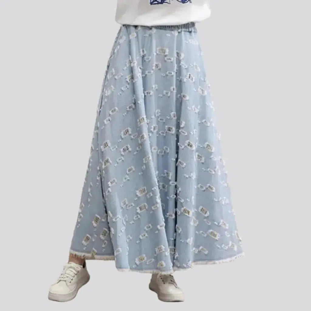 Women's Date Night Outfit Fit-and-flare denim skirt
 for ladies