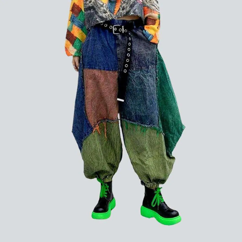 Trendy Women's Dresses Online Vintage multi-color denim pants