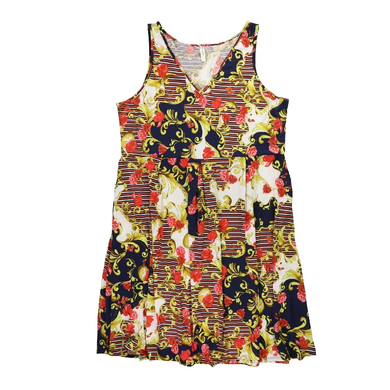 Women's Evening Garments 24seven Womens Striped Floral Maxi Dress, Multicoloured, 3X Women's Evening Garments 24seven Womens Striped Floral Maxi Dress, Multicoloured, 3X