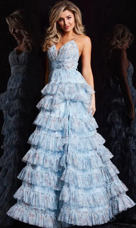 Stylish Loungewear for Women Jovani 36571 - Floral Print A-Line Prom Dress