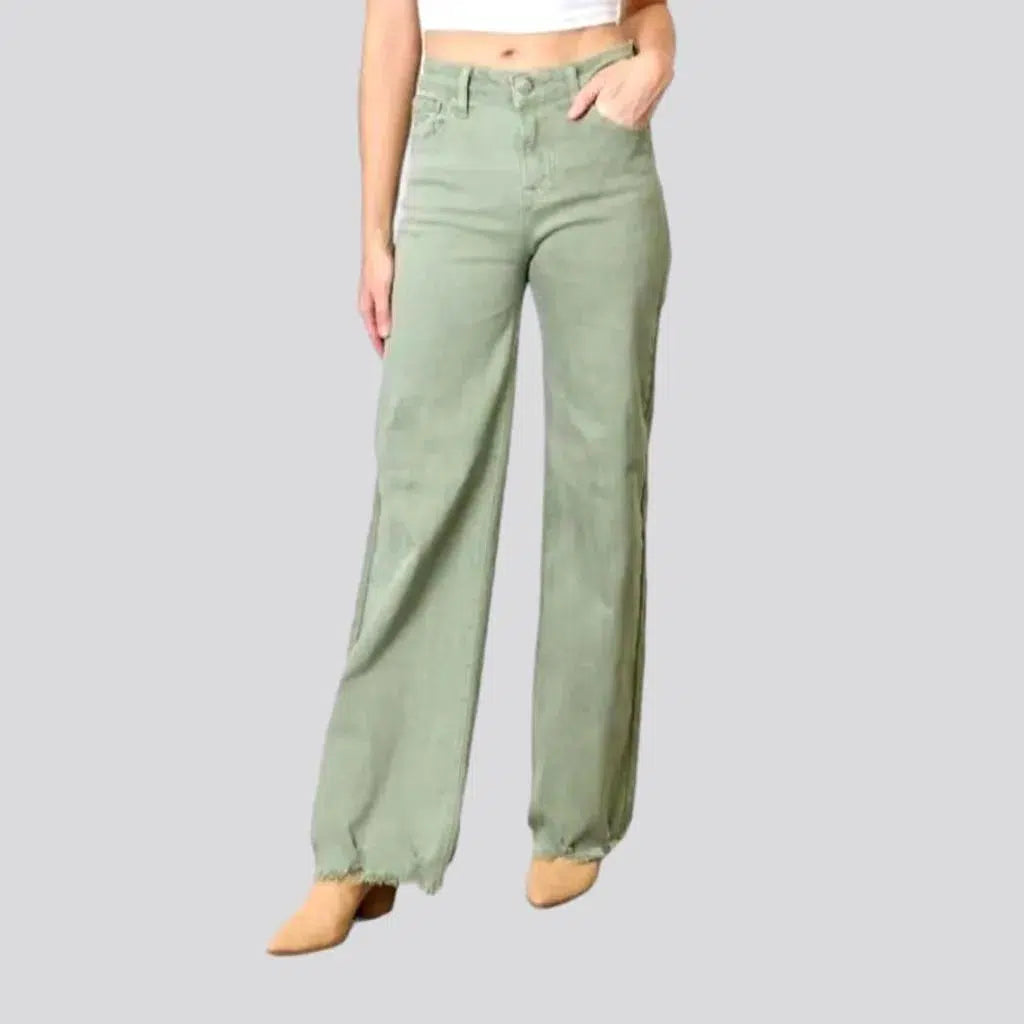Women's Elegant Outfit Ripped-hem women's color jeans