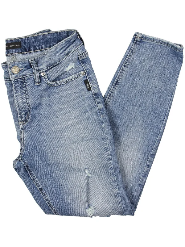 Women's Clothes And Garments Suki Womens Destroyed Curvy Fit Skinny Jeans