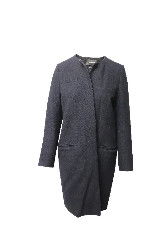 Vintage-Inspired Women's Clothes Isabel Marant Long Sleeve Coat in Gray Wool