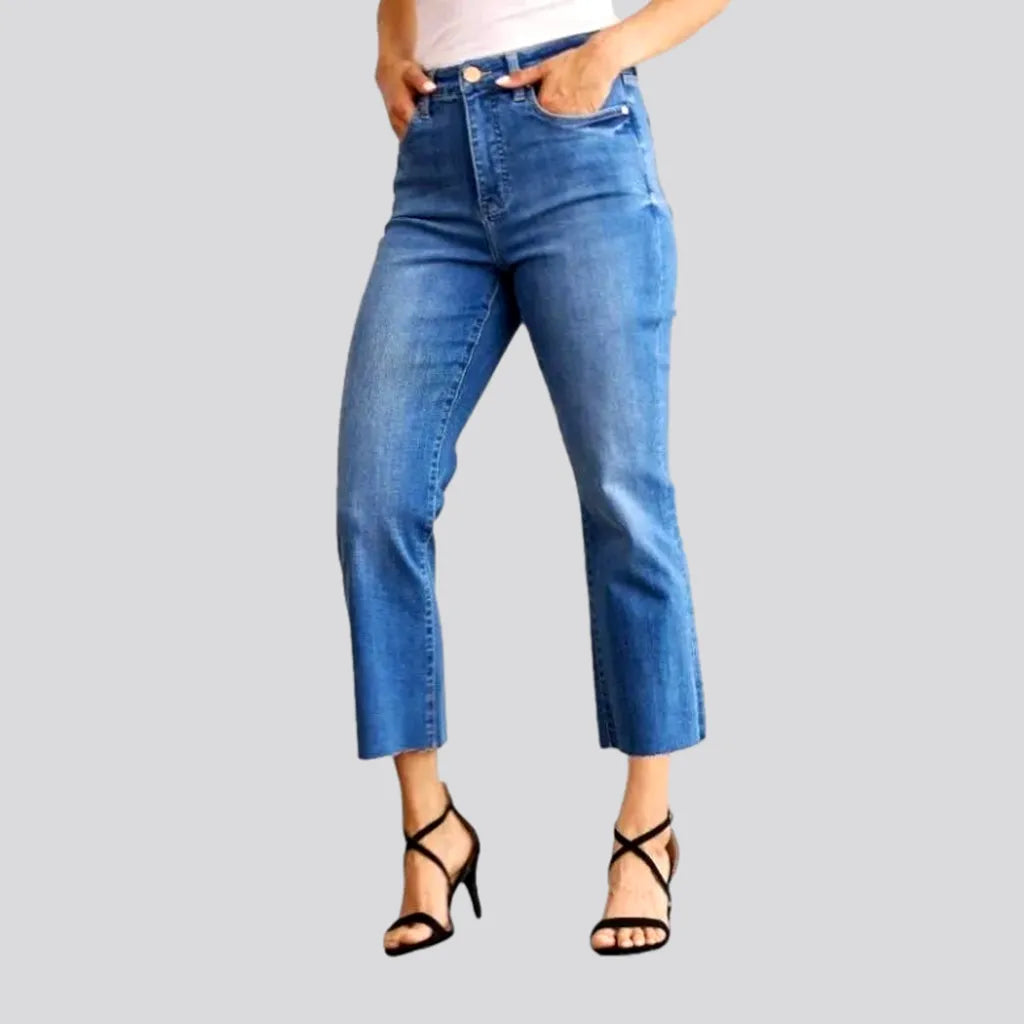Trendy Casual Outfits Sanded women's cutoff-bottoms jeans