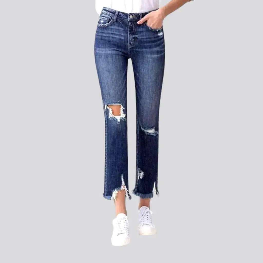 Women's Outdoor Attire Slim women's ripped-hem jeans