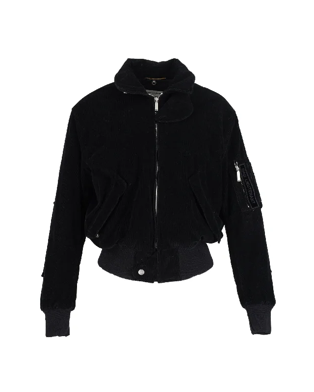 Women's Clothing Stores Saint Laurent Corduroy Bad Lieutenant Bomber Jacket in Black Cotton
