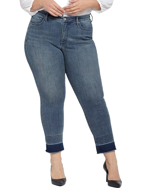 Women's High-Fashion Garments Plus Sheri Slim Womens Lift Tuck Technology Raw Hem Ankle Jeans