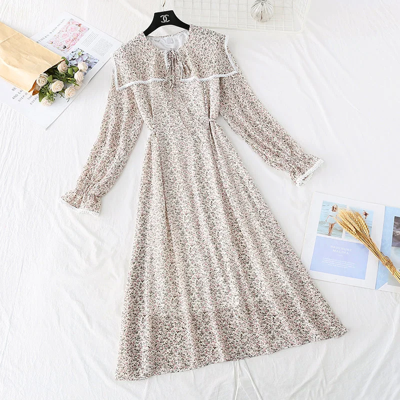 Women's Evening Wear French retro floral lace up waist slim temperament long skirt 3924 Women's Evening Wear French retro floral lace up waist slim temperament long skirt 3924