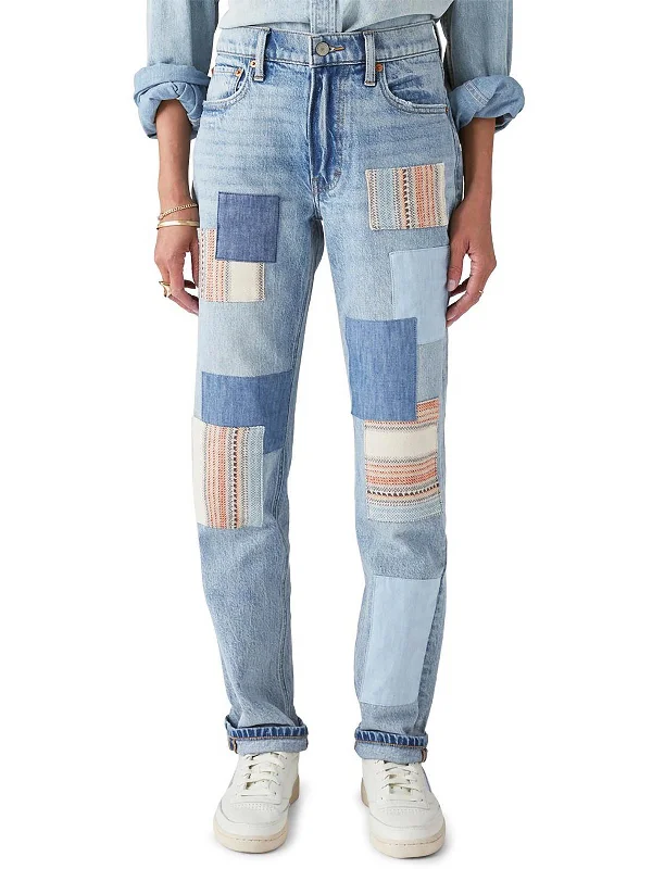 Women's Stylish Vacation Attire Womens Mid-Rise Relaxed Straight Leg Jeans