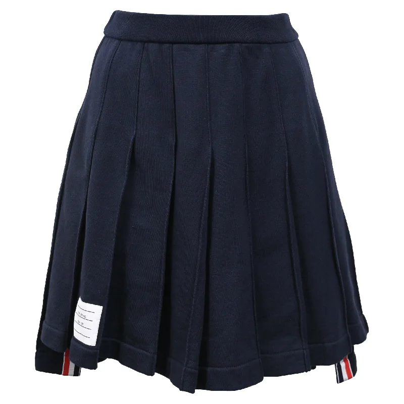 Women's Activewear for Exercise and Sports Thom Browne Classic Loopback Pleated Mini Skirt in Navy Blue Cotton Women's Activewear for Exercise and Sports Thom Browne Classic Loopback Pleated Mini Skirt in Navy Blue Cotton