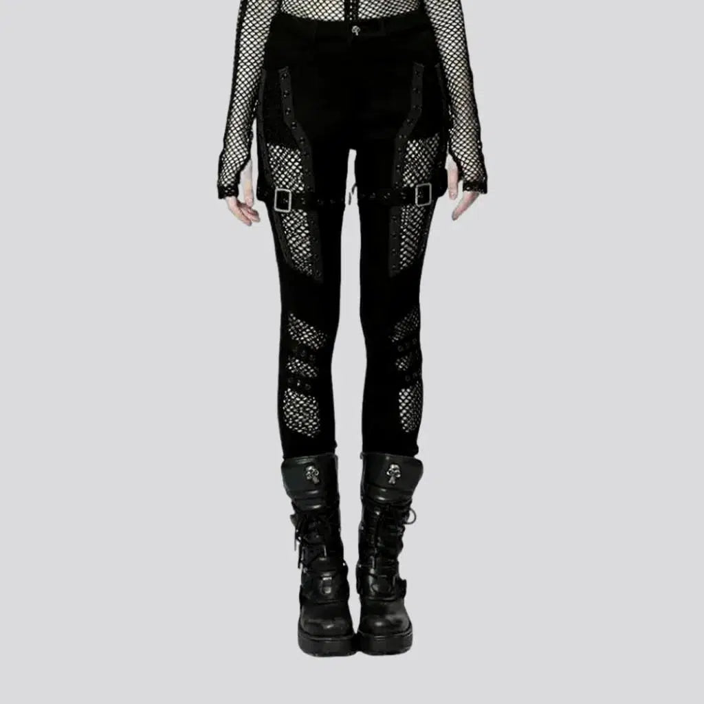 Fashion-Forward Women's Clothing Embellished black jeans
 for women