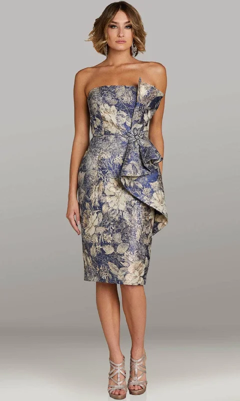 Women's Work Outfit For The Office Feriani Couture 18409 - Strapless Floral Print Cocktail Dress Women's Work Outfit For The Office Feriani Couture 18409 - Strapless Floral Print Cocktail Dress