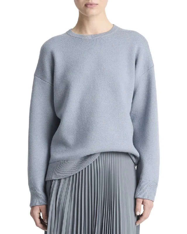 Luxury Women's Clothing Vince Structured Crewneck Wool-Blend Pullover