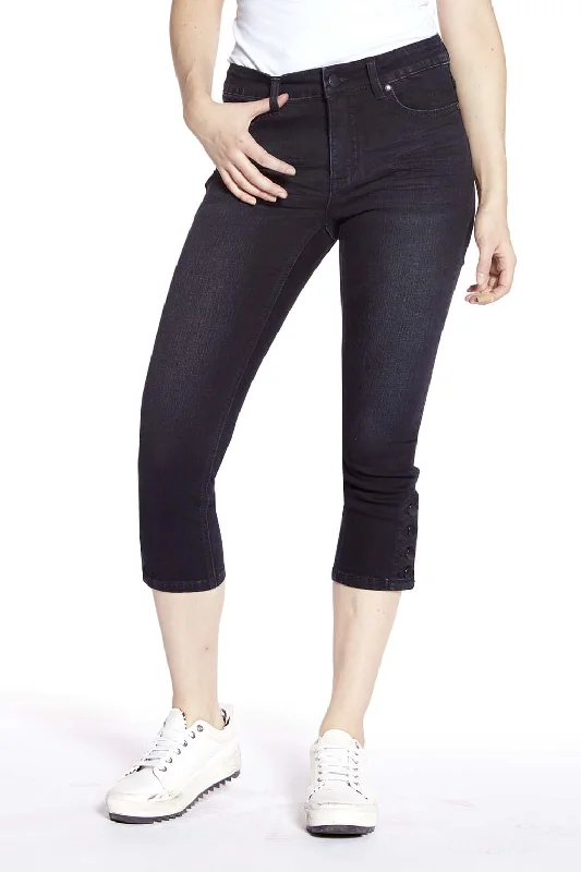 Elegant Women's Evening Garments LUCY - 5-Pocket Capri - Blue Black Wash